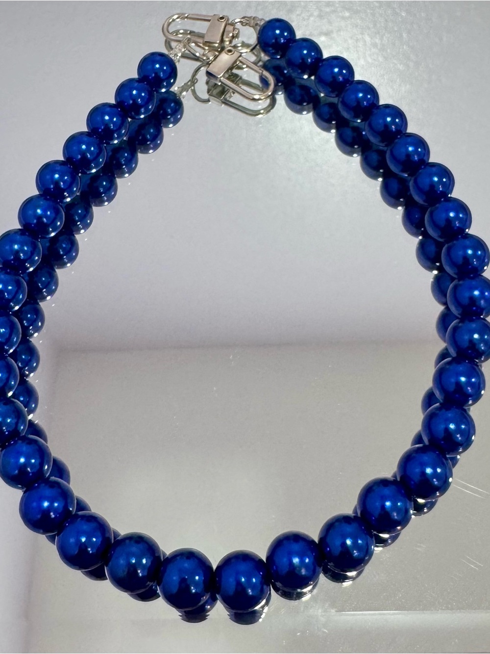 New Bright Royal Blue Beads Bag Chain 18 inches